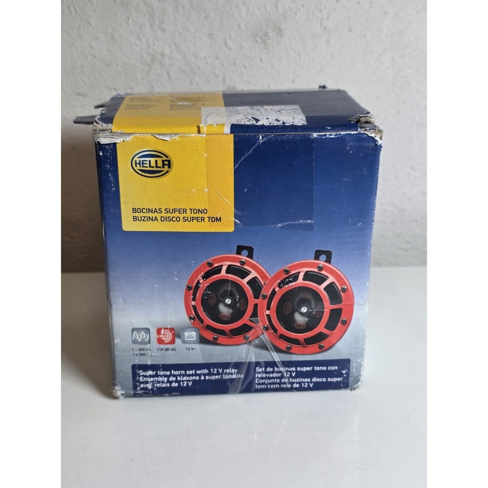 HELLA 003399801 Supertone Universal 12V High Tone/Low Tone Twin Horn Kit (Red)